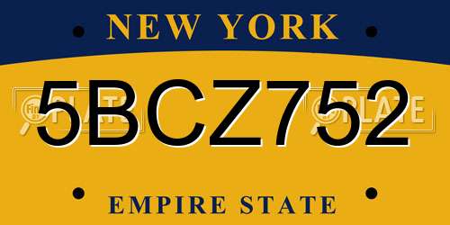 5BCZ752 New York License Plate