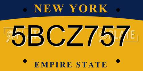 5BCZ757 New York License Plate
