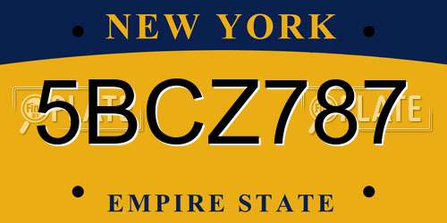 5BCZ787 New York License Plate