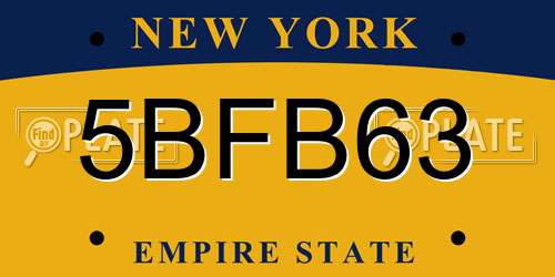 5BFB63 New York License Plate