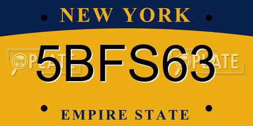 5BFS63 New York License Plate