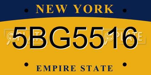 5BG5516 New York License Plate