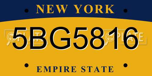5BG5816 New York License Plate