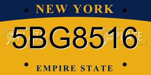 5BG8516 New York License Plate