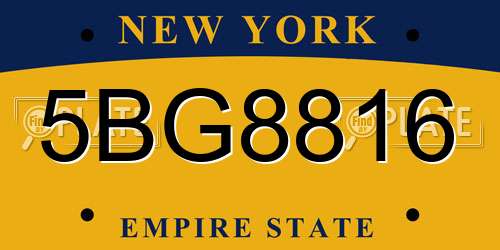 5BG8816 New York License Plate