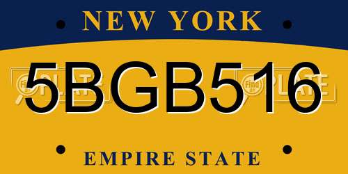 5BGB516 New York License Plate