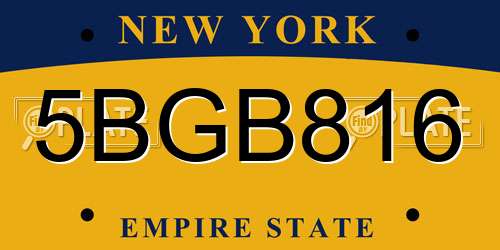 5BGB816 New York License Plate