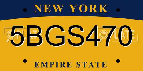 5BGS470 New York License Plate