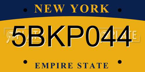 5BKP044 New York License Plate