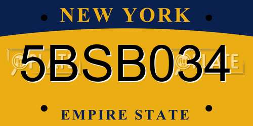 5BSB034 New York License Plate