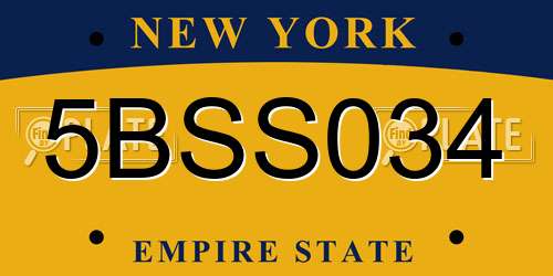 5BSS034 New York License Plate