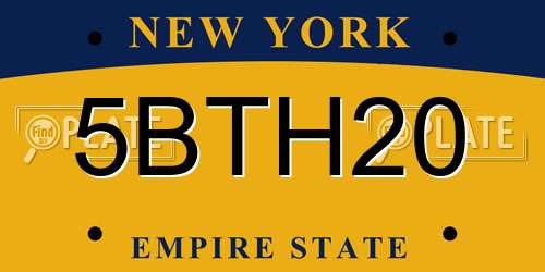 5BTH20 New York License Plate