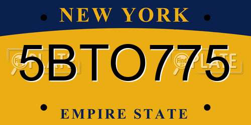 5BTO775 New York License Plate