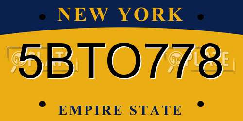 5BTO778 New York License Plate