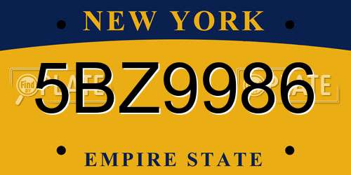 5BZ9986 New York License Plate