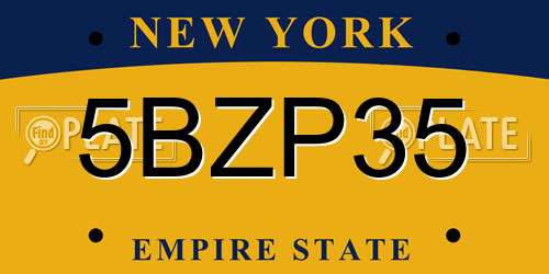 5BZP35 New York License Plate