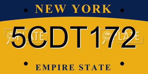 5CDT172 New York License Plate