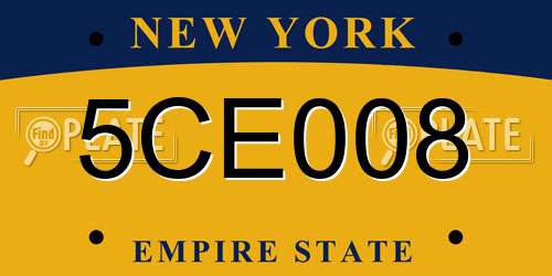 5CE008 New York License Plate