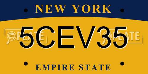 5CEV35 New York License Plate