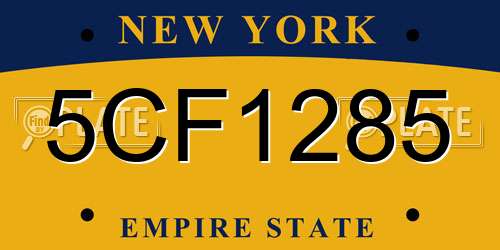 5CF1285 New York License Plate
