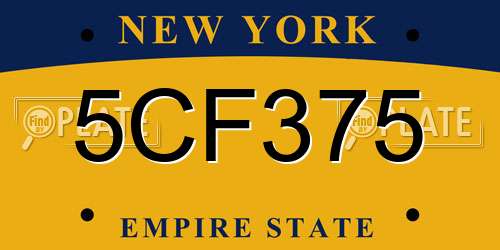 5CF375 New York License Plate