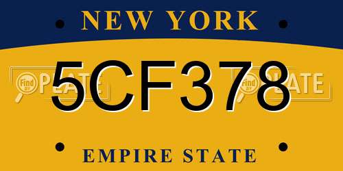 5CF378 New York License Plate