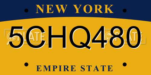 5CHQ480 New York License Plate