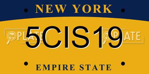 5CIS19 New York License Plate