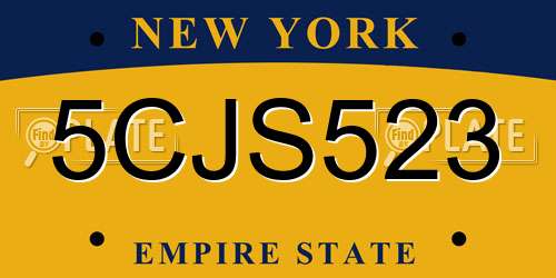 5CJS523 New York License Plate