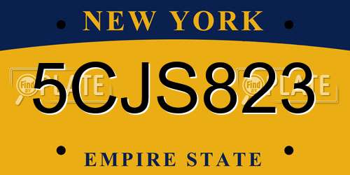 5CJS823 New York License Plate