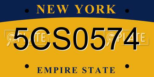 5CS0574 New York License Plate