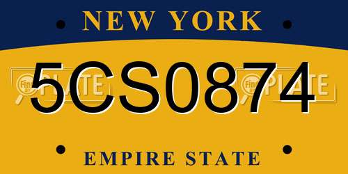 5CS0874 New York License Plate