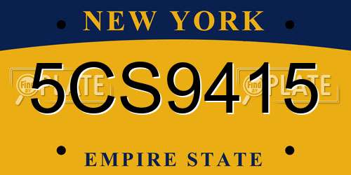 5CS9415 New York License Plate