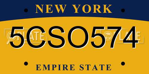 5CSO574 New York License Plate