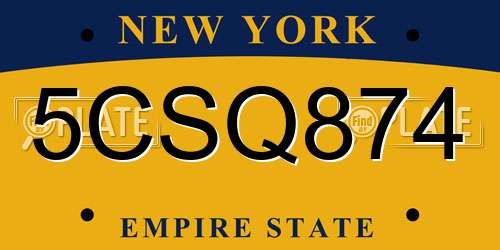 5CSQ874 New York License Plate
