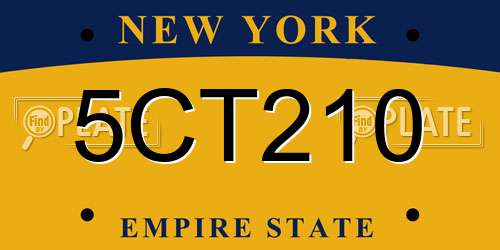 5CT210 New York License Plate