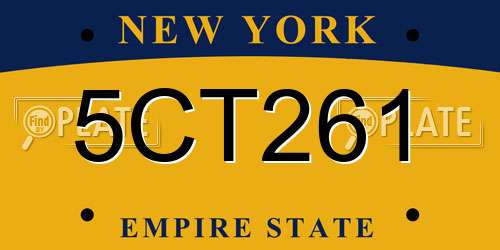 5CT261 New York License Plate