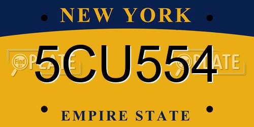 5CU554 New York License Plate