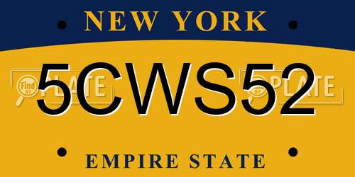 5CWS52 New York License Plate