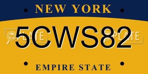 5CWS82 New York License Plate