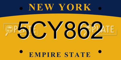 5CY862 New York License Plate
