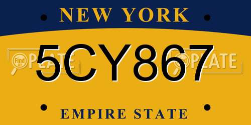 5CY867 New York License Plate