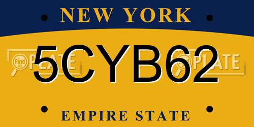 5CYB62 New York License Plate