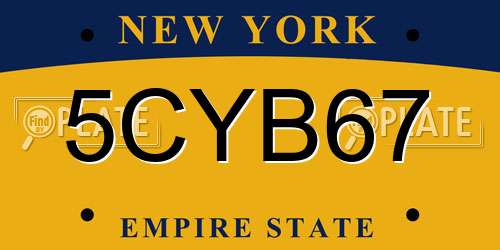 5CYB67 New York License Plate