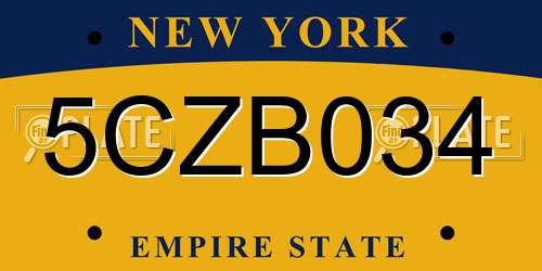 5CZB034 New York License Plate