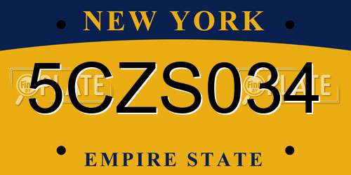 5CZS034 New York License Plate