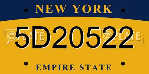 5D20522 New York License Plate