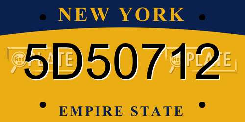 5D50712 New York License Plate