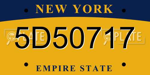 5D50717 New York License Plate