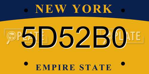 5D52B0 New York License Plate